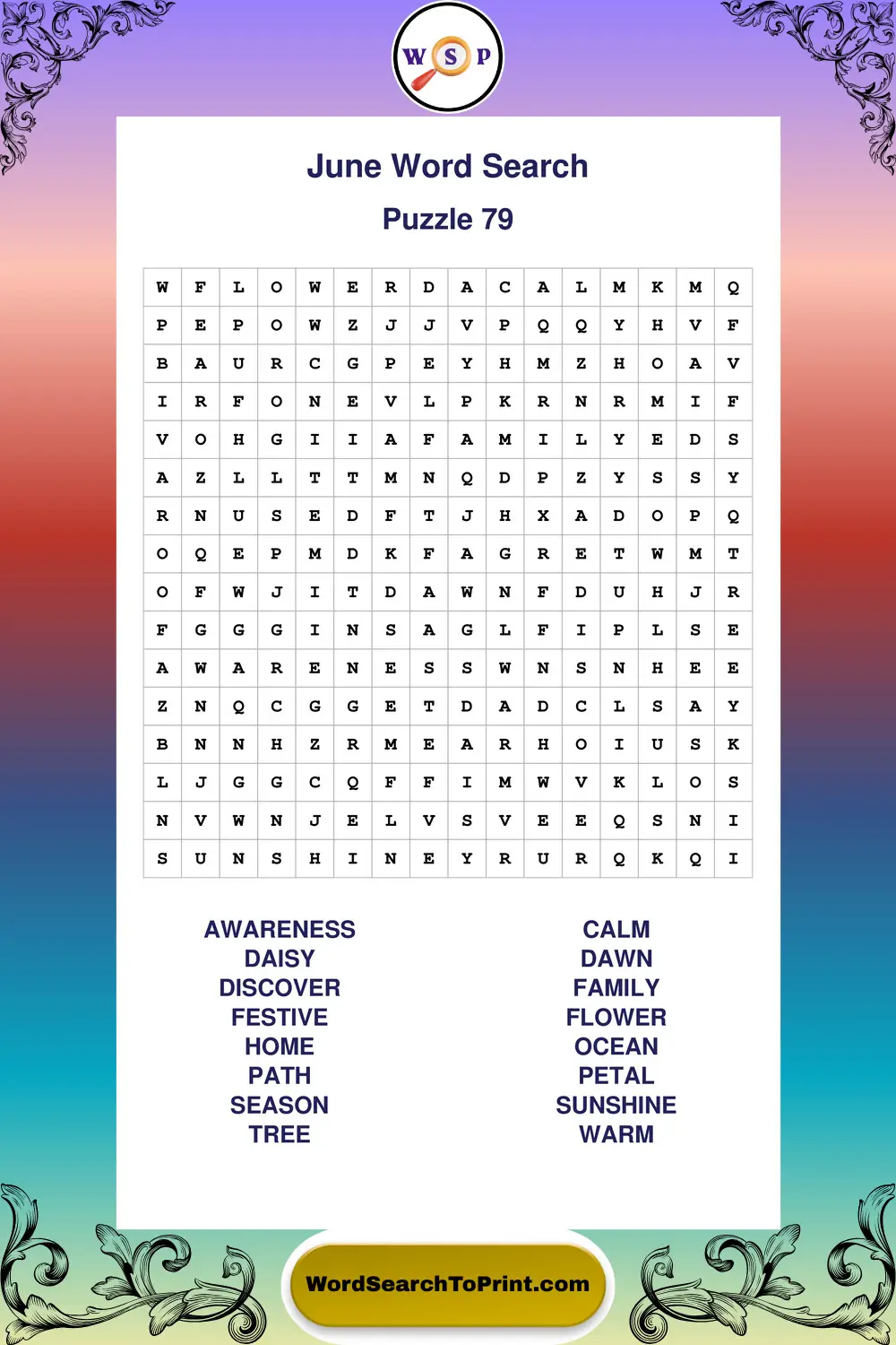 June Word Search Puzzle 79