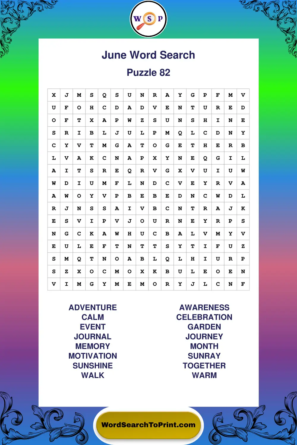 June Word Search Puzzle 82