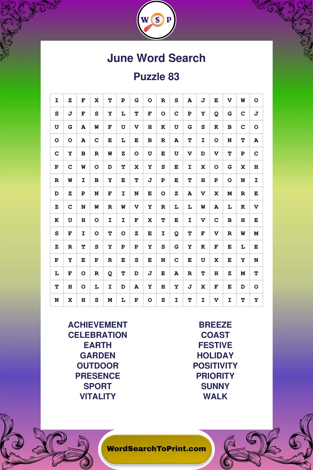 June Word Search Puzzle 83