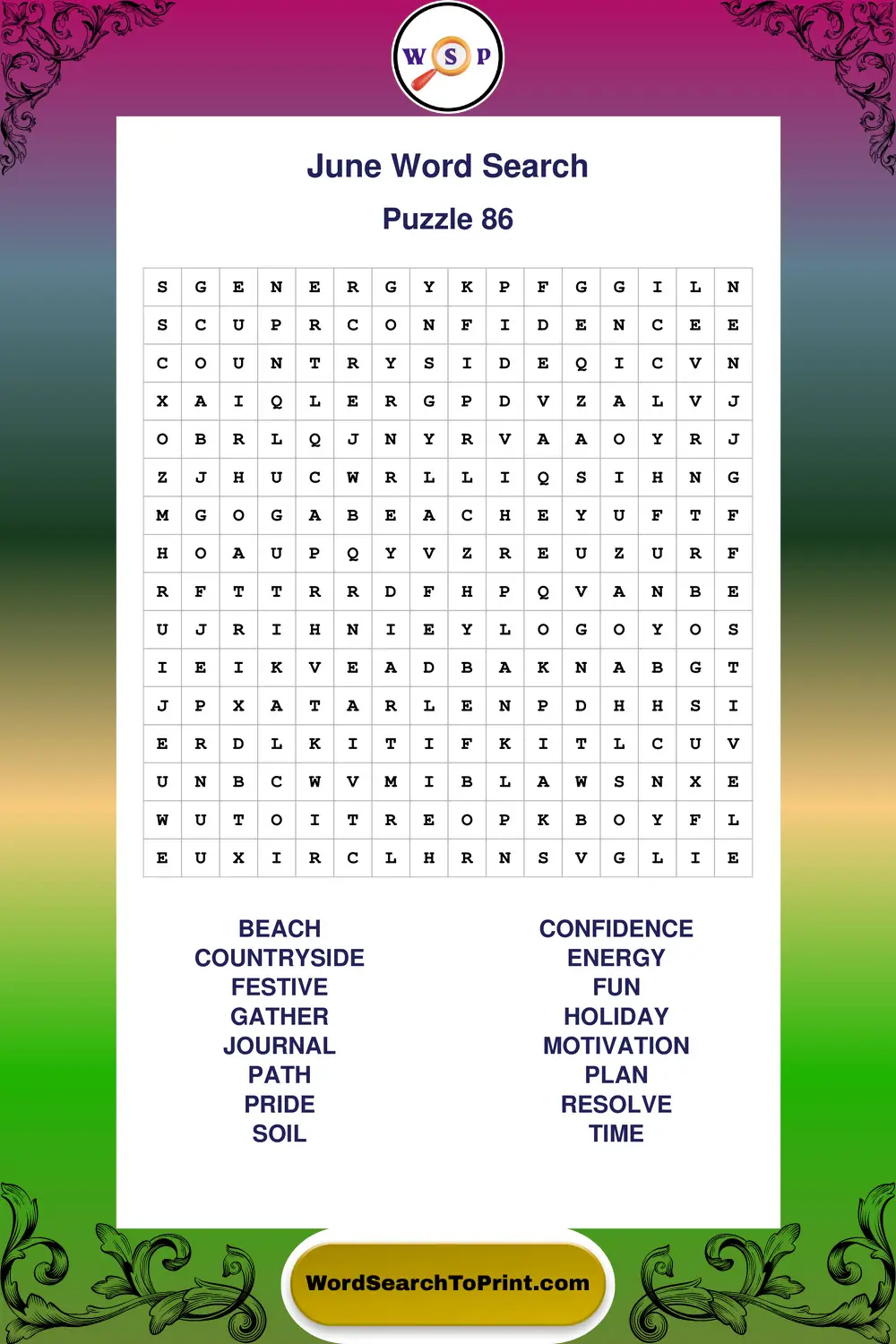 June Word Search Puzzle 86