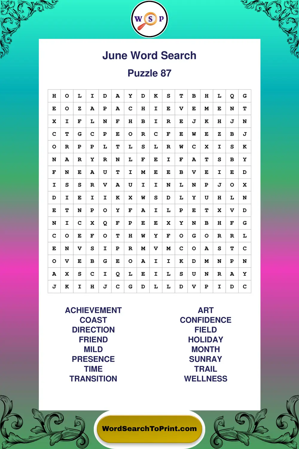 June Word Search Puzzle 87