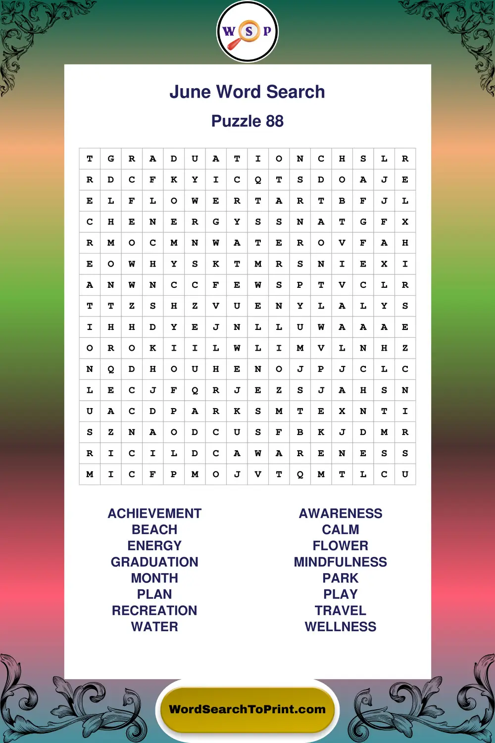 June Word Search Puzzle 88