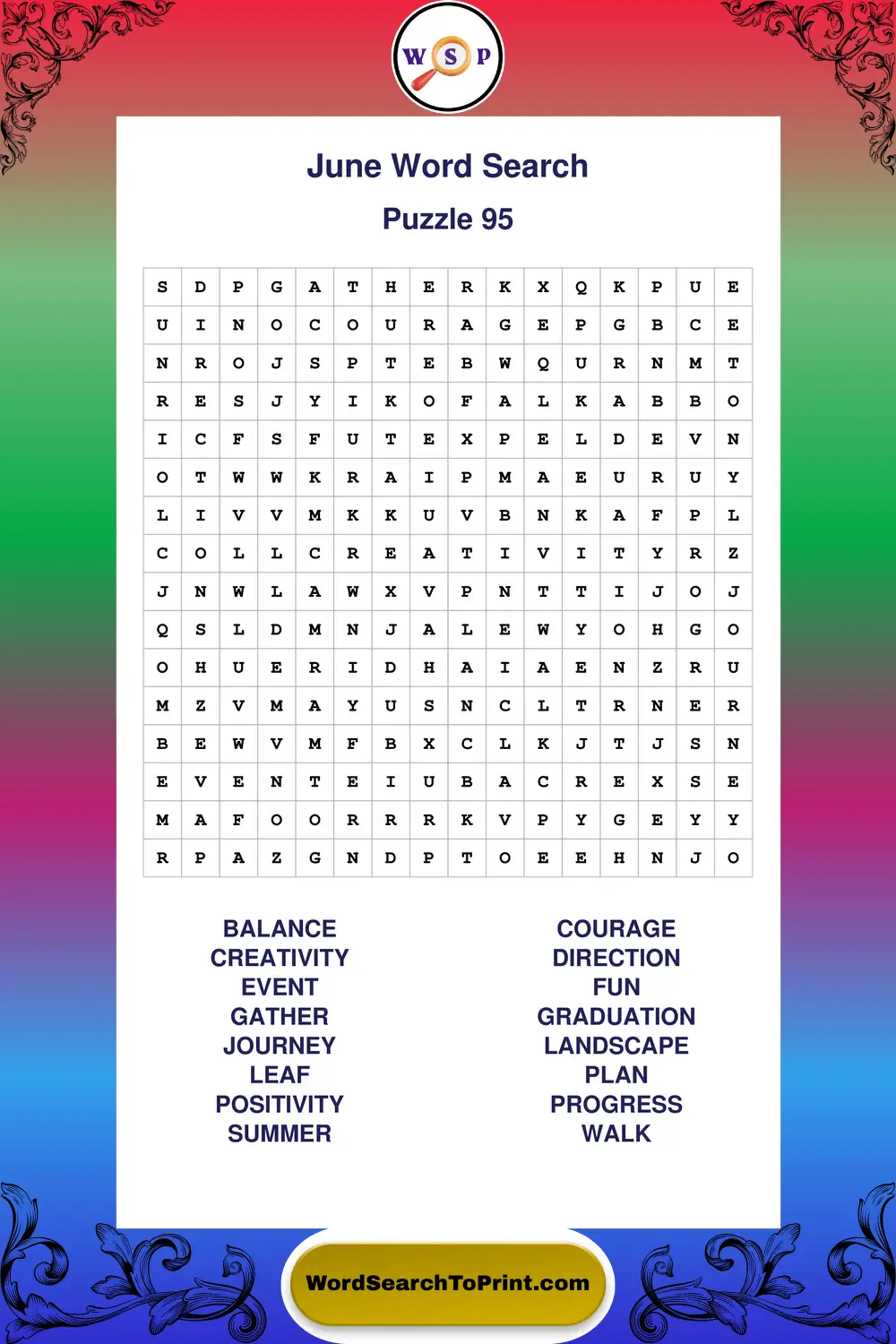 June Word Search Puzzle 95