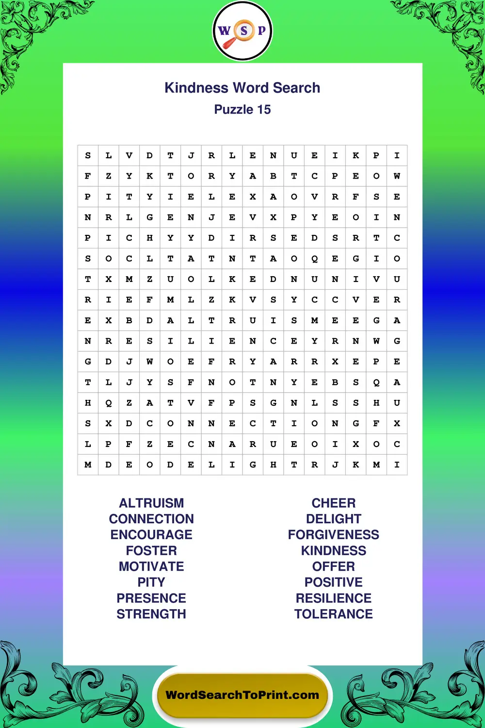 Kindness Word Search Puzzle 15
