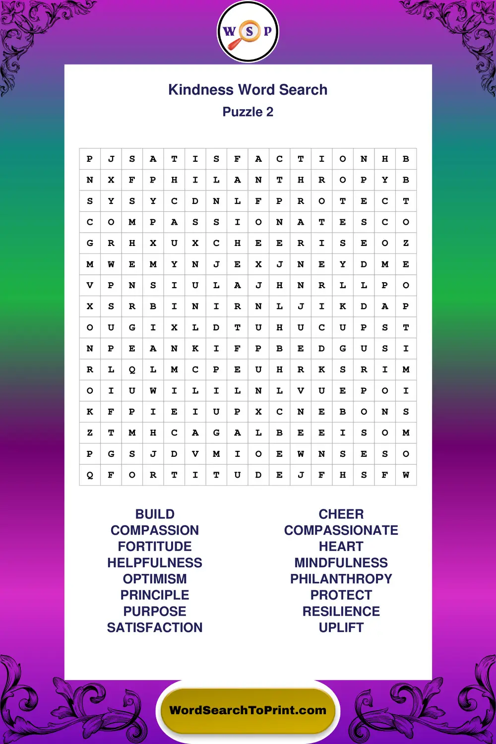 Kindness Word Search Puzzle 2