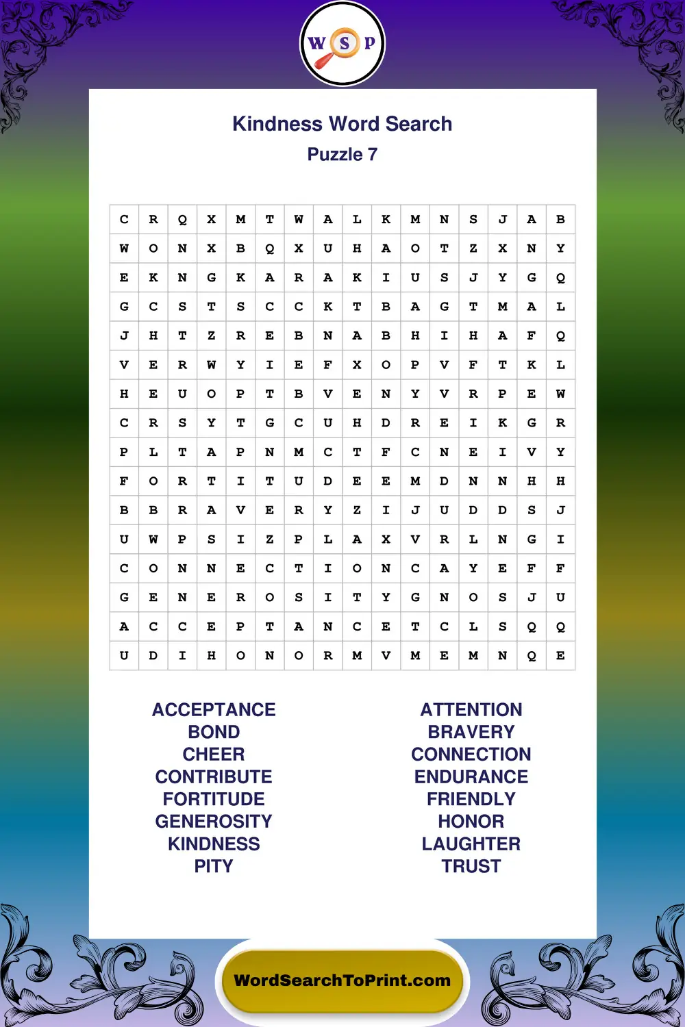 Kindness Word Search Puzzle 7