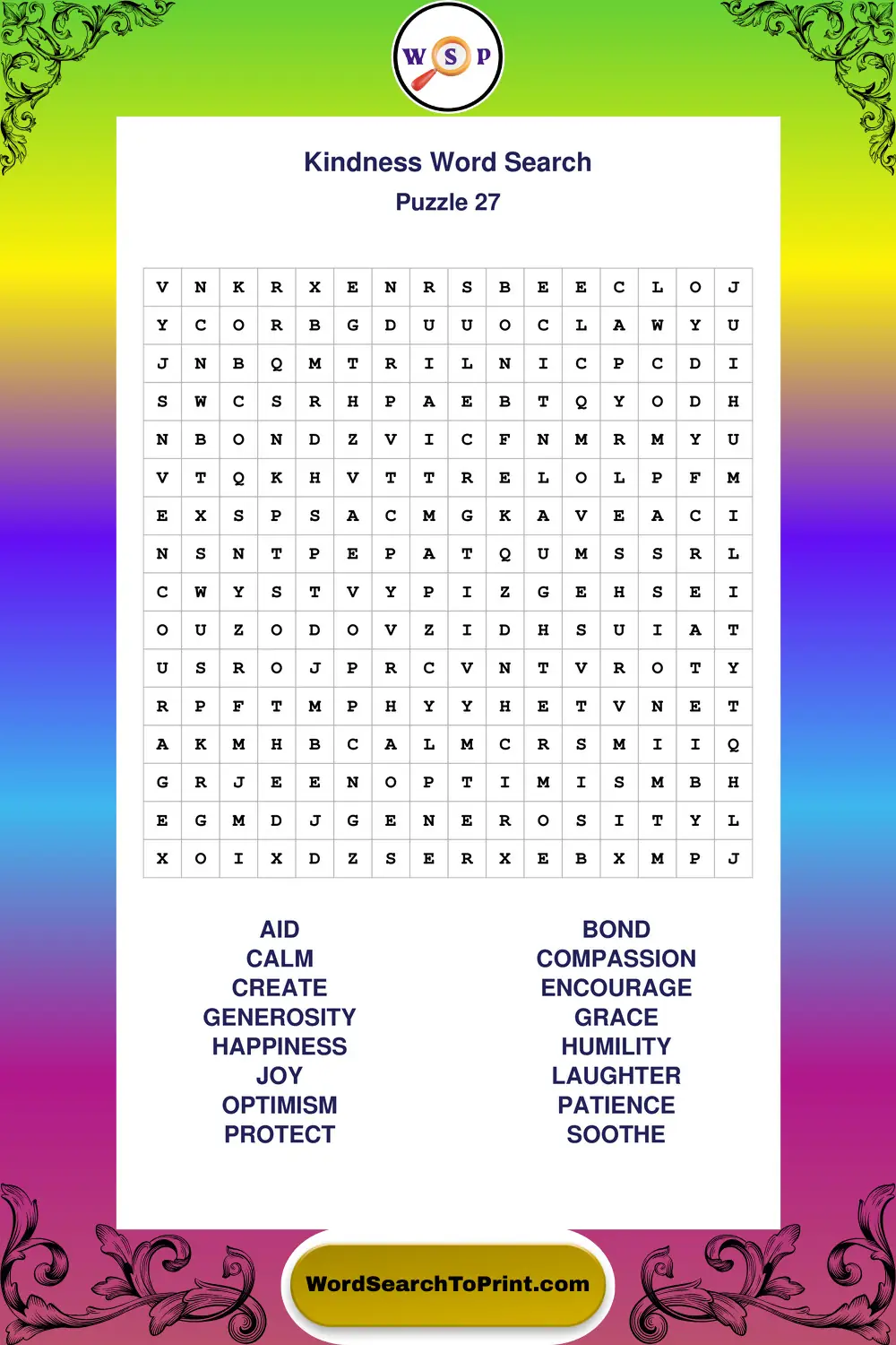 Kindness Word Search Puzzle 27