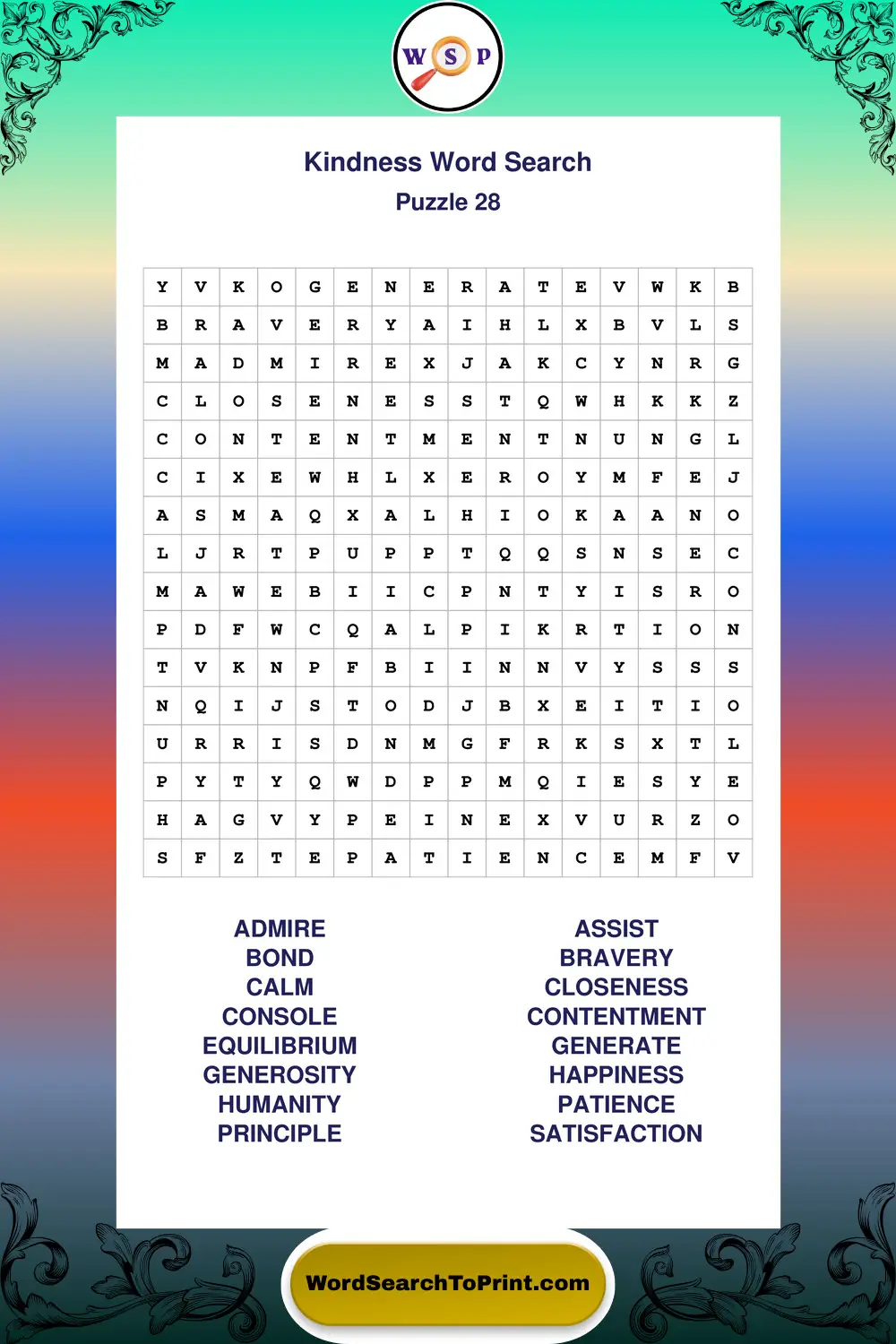 Kindness Word Search Puzzle 28