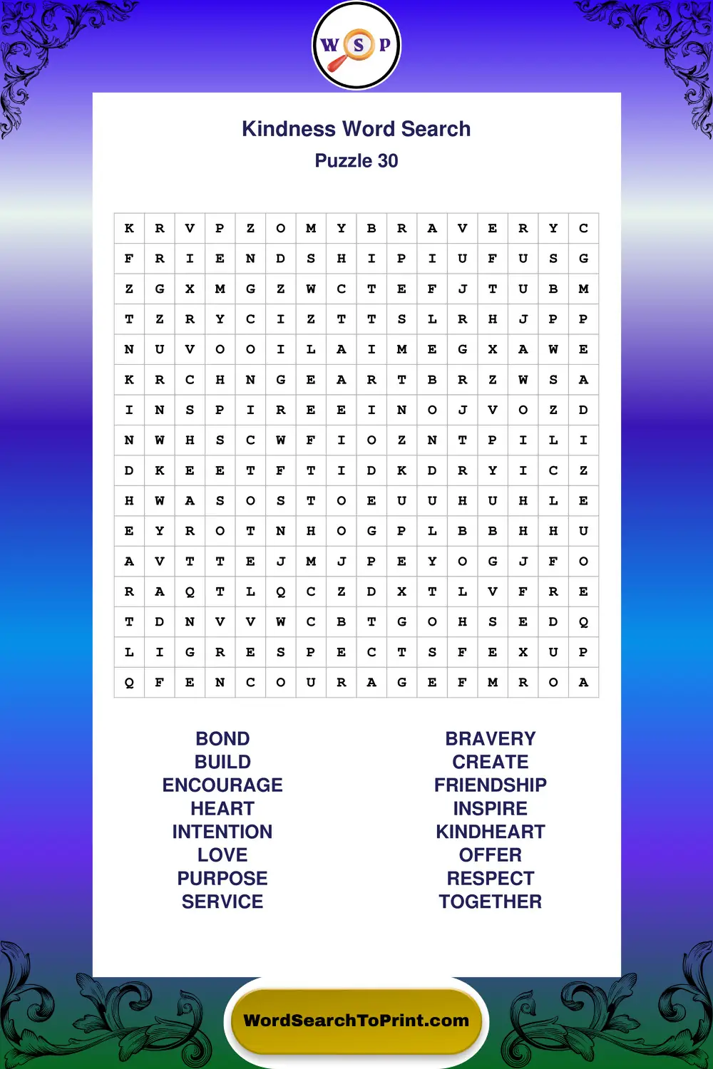 Kindness Word Search Puzzle 30