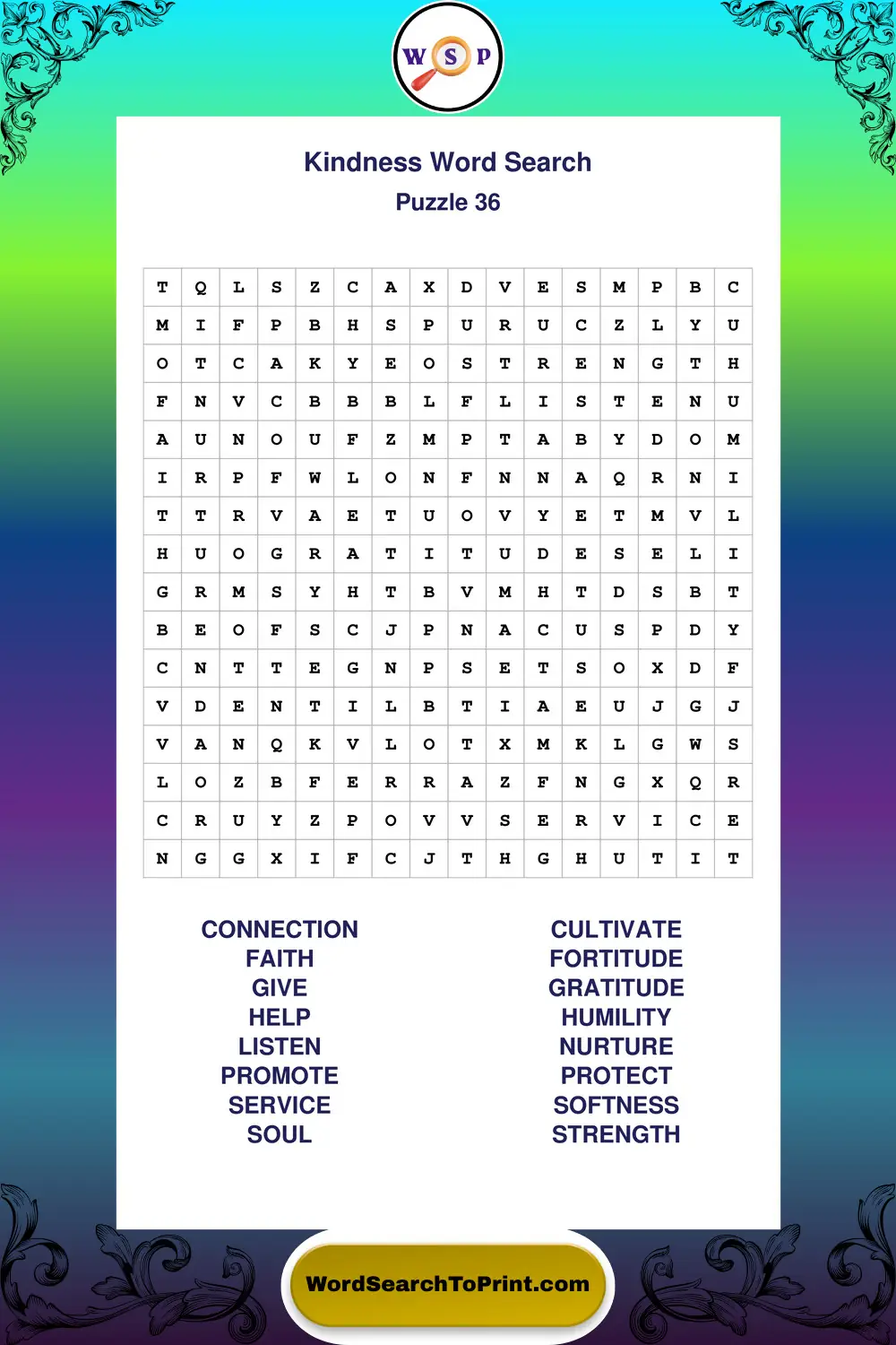 Kindness Word Search Puzzle 36