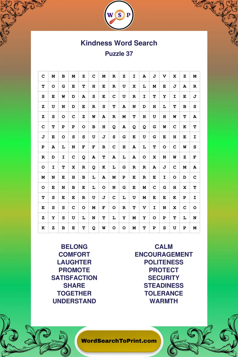Kindness Word Search Puzzle 37