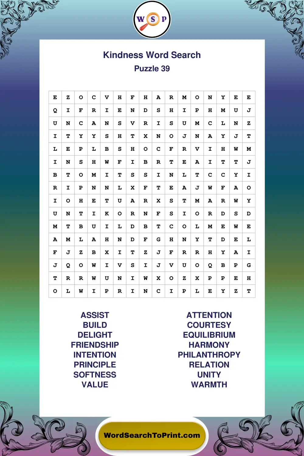 Kindness Word Search Puzzle 39
