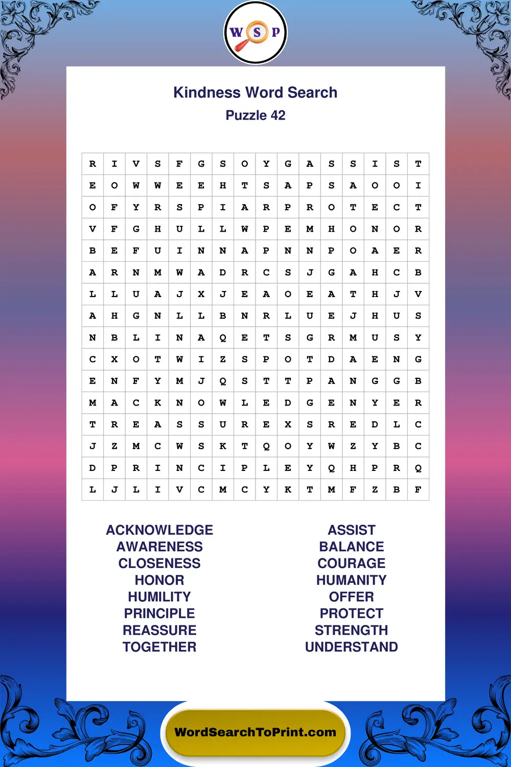 Kindness Word Search Puzzle 42
