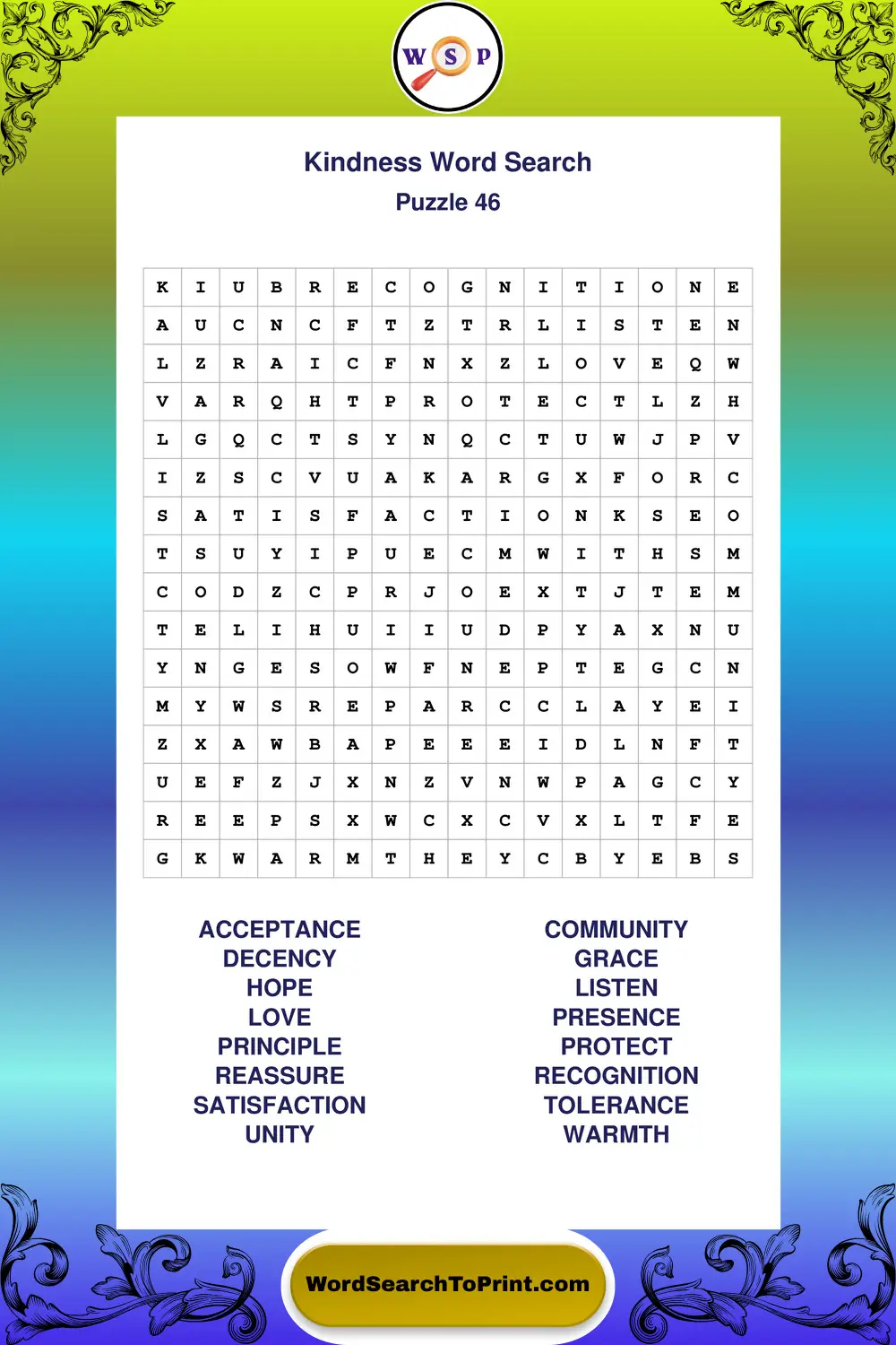 Kindness Word Search Puzzle 46