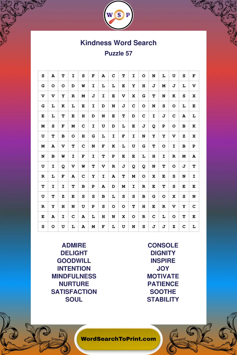 Kindness Word Search Puzzle 57