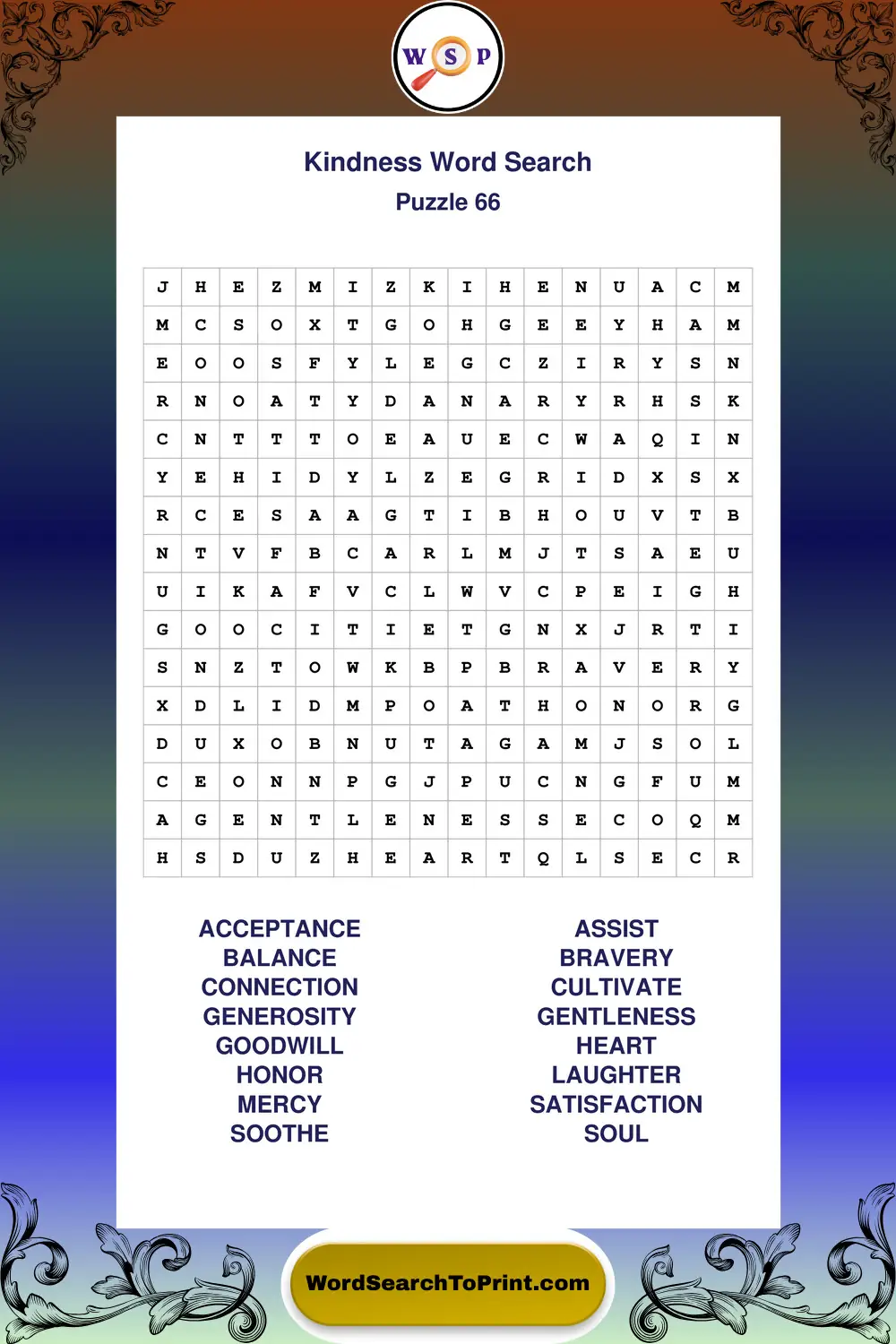 Kindness Word Search Puzzle 66