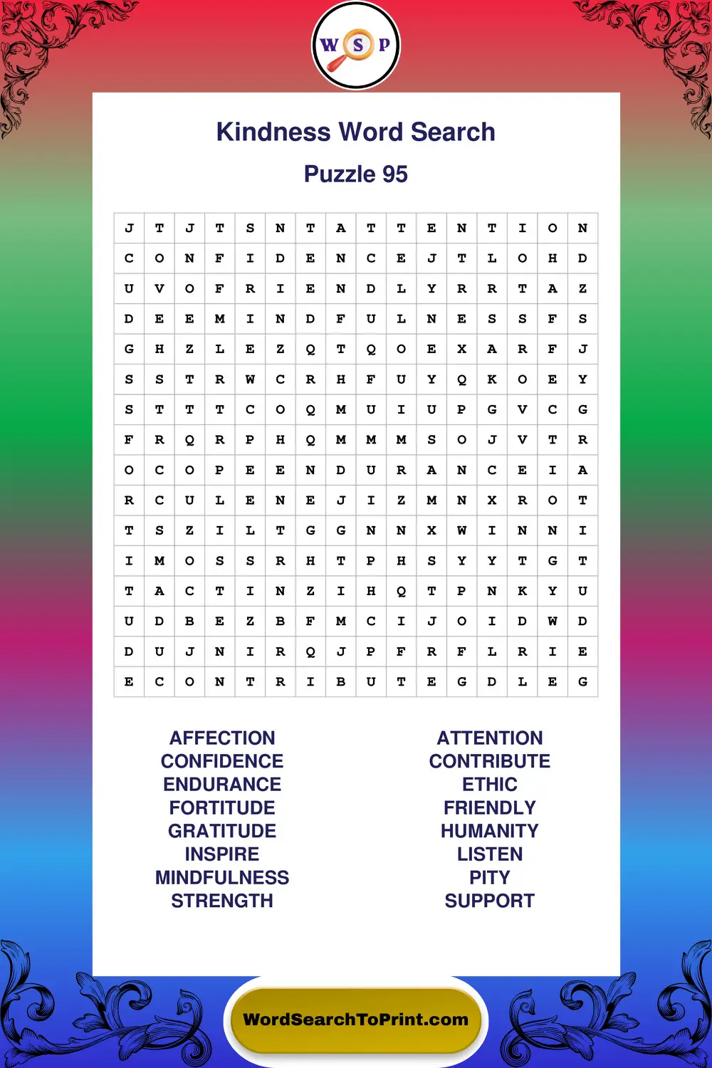 Kindness Word Search Puzzle 95
