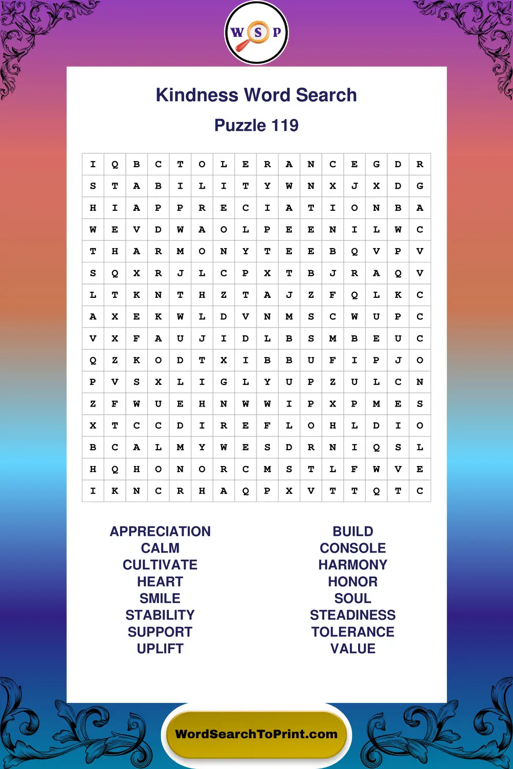 Kindness Word Search Puzzle 119