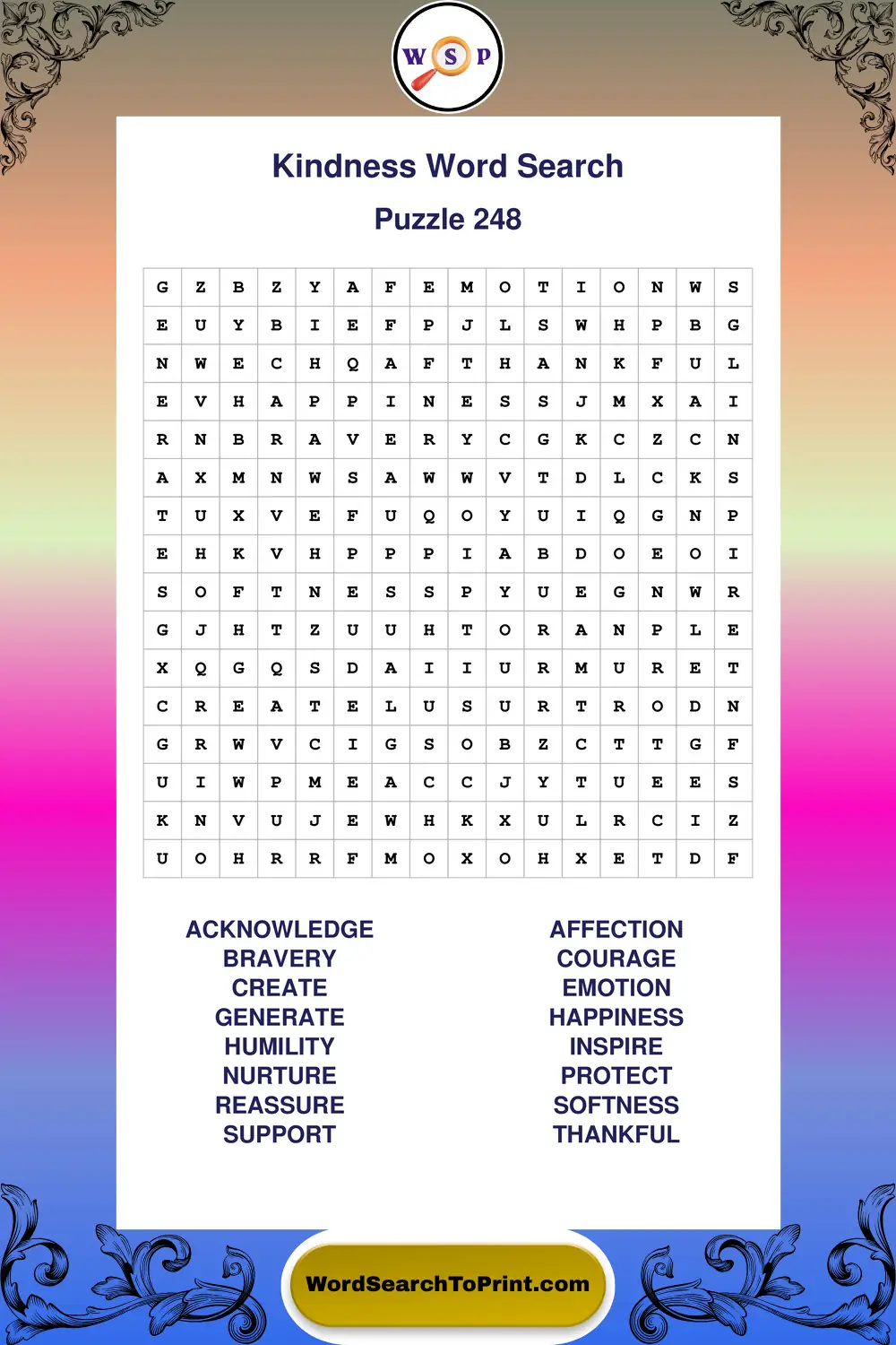 Kindness Word Search Puzzle 248