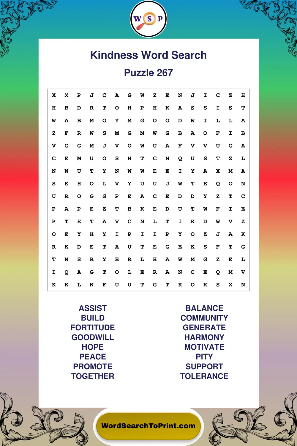 Kindness Word Search Puzzle 267