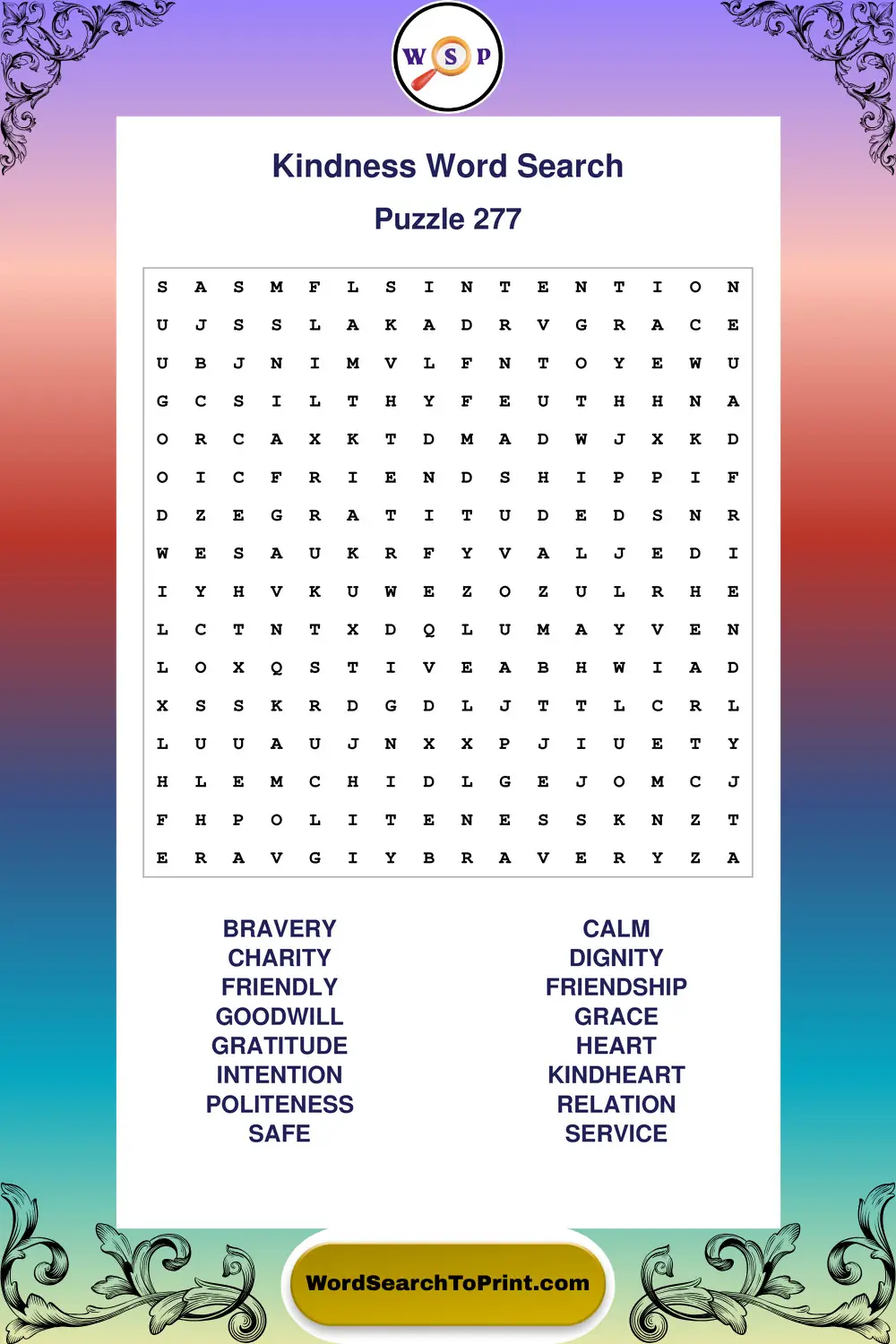 Kindness Word Search Puzzle 277