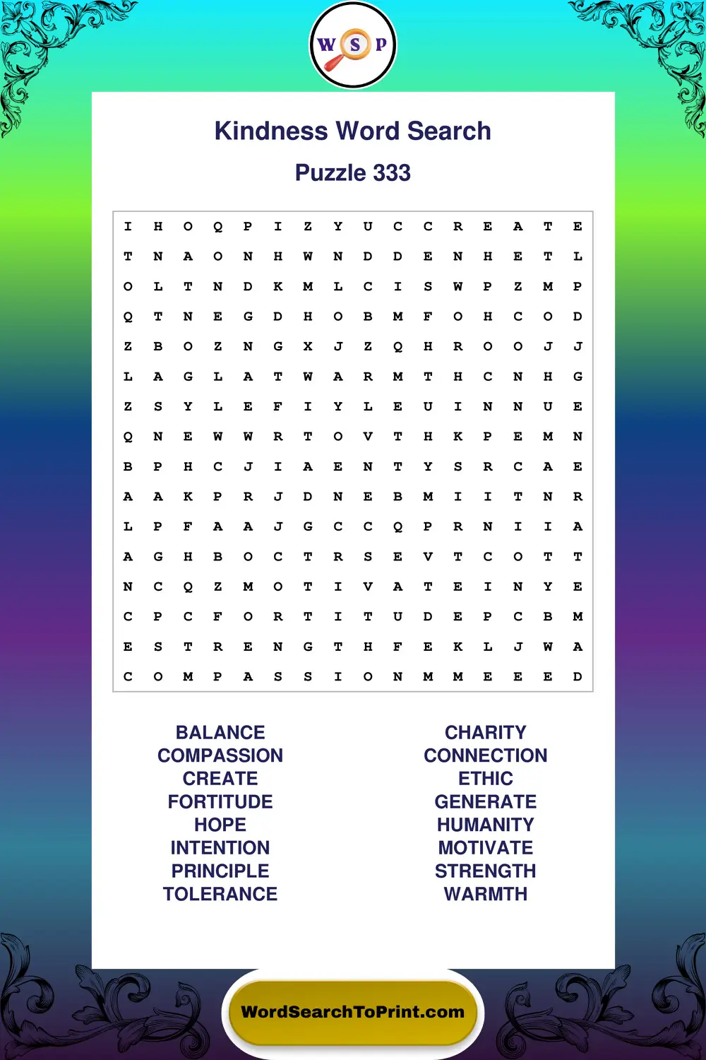 Kindness Word Search Puzzle 333