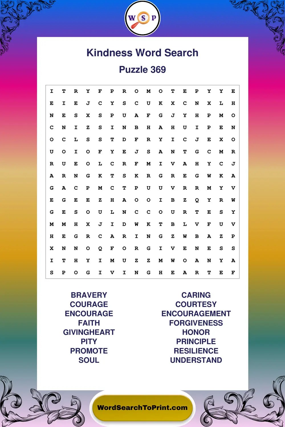 Kindness Word Search Puzzle 369
