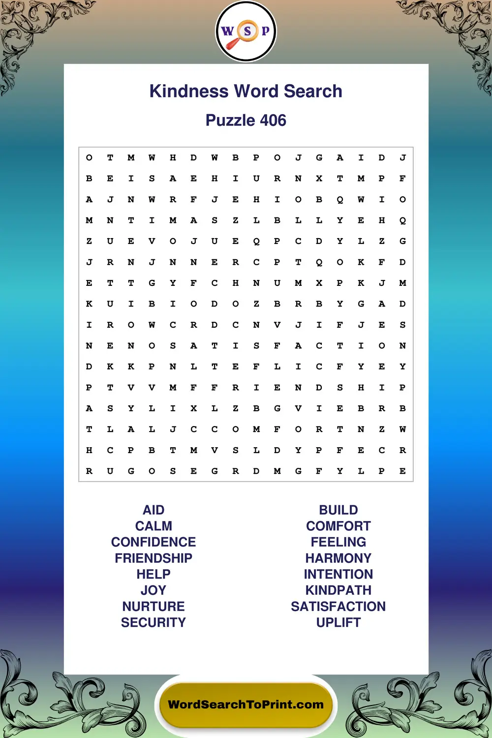Kindness Word Search Puzzle 406