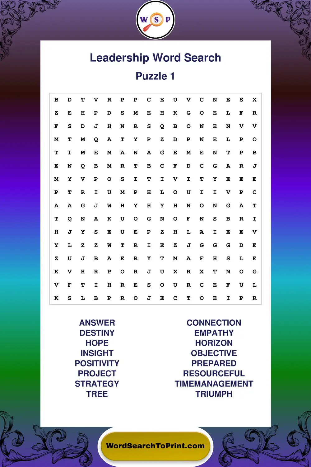 Leadership Word Search Puzzle 1