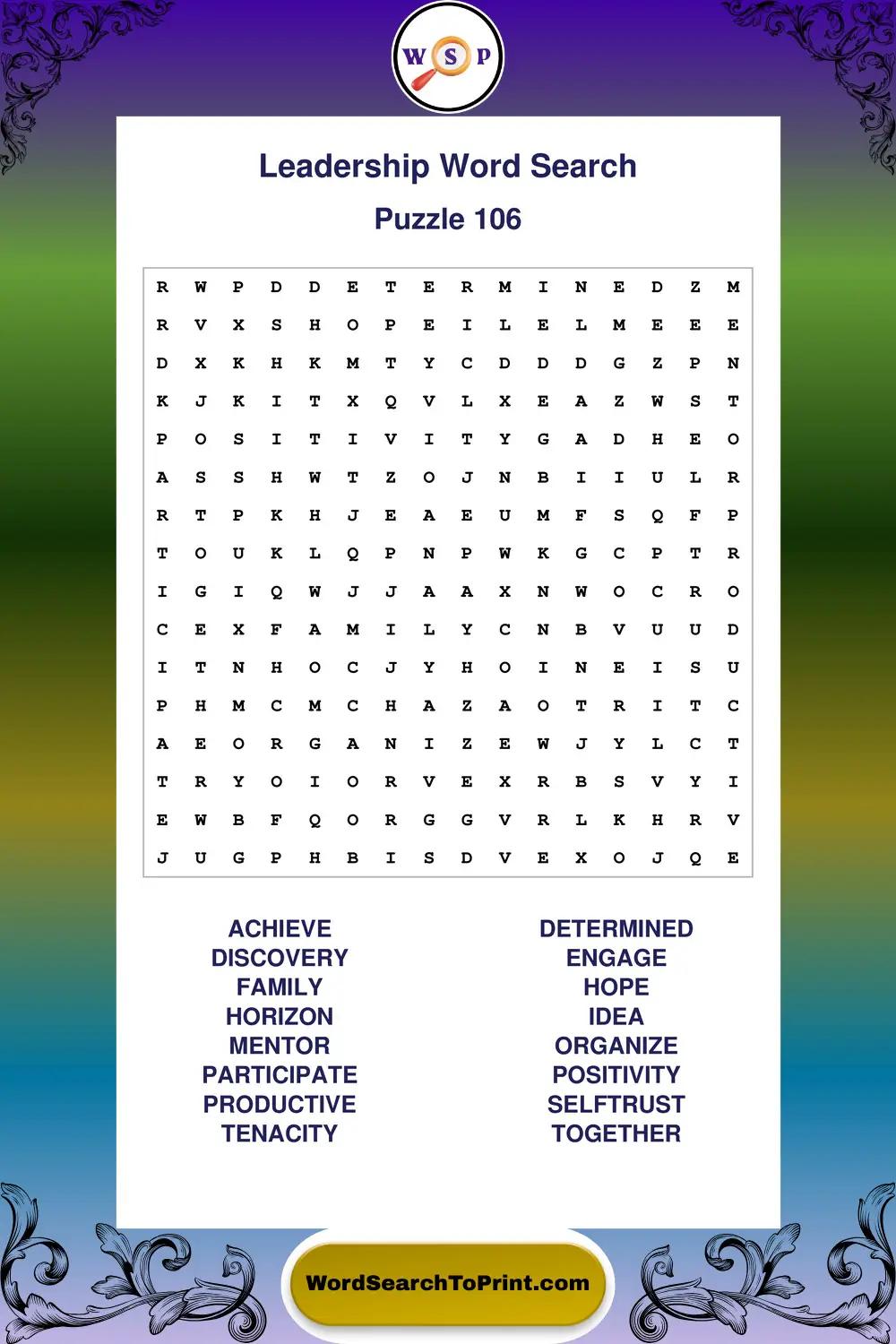 Leadership Word Search Puzzle 106