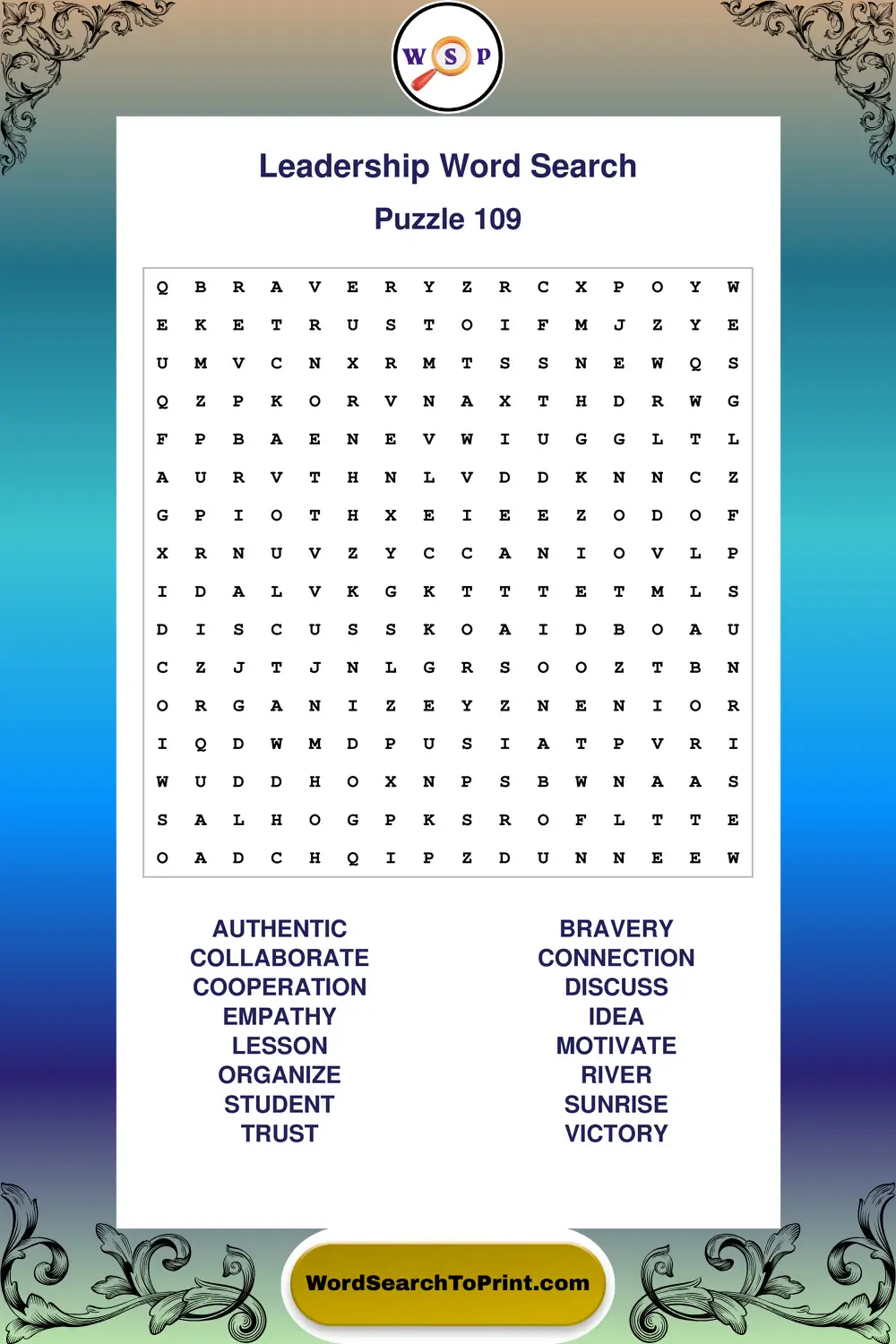 Leadership Word Search Puzzle 109