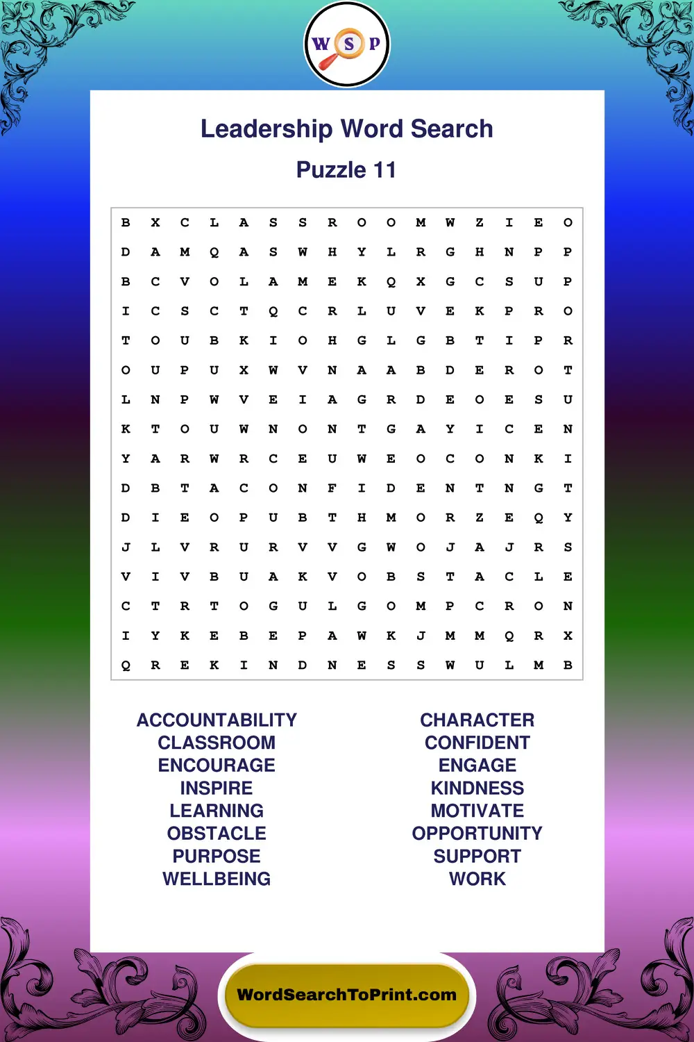 Leadership Word Search Puzzle 11
