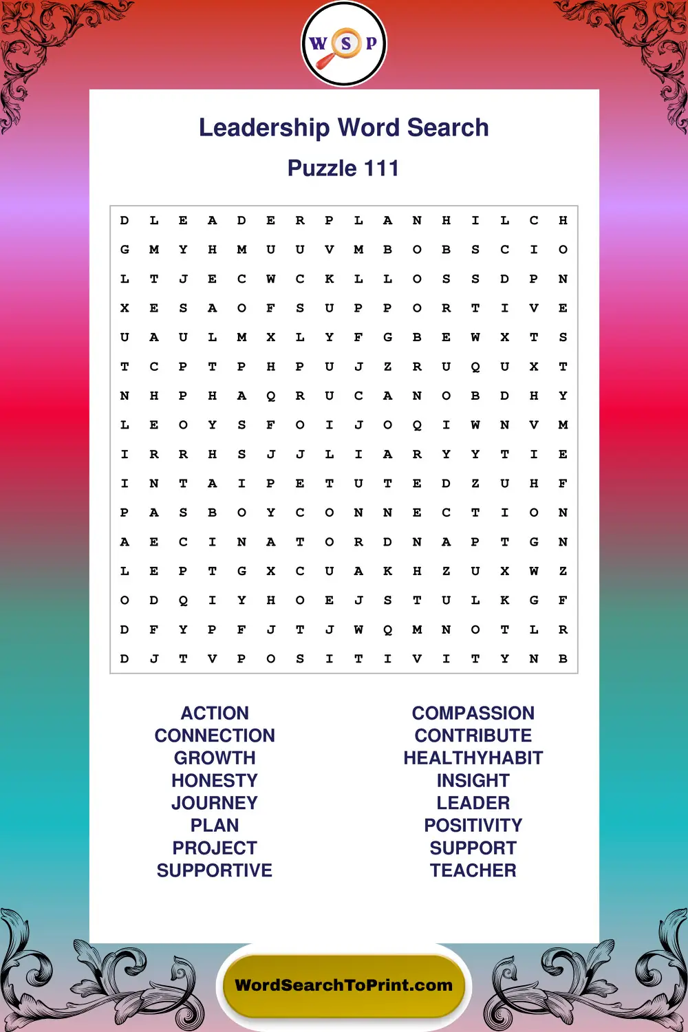 Leadership Word Search Puzzle 111