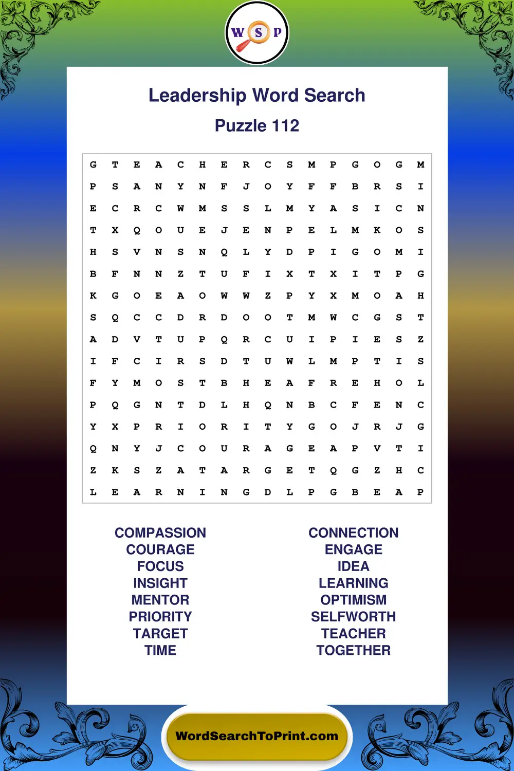 Leadership Word Search Puzzle 112