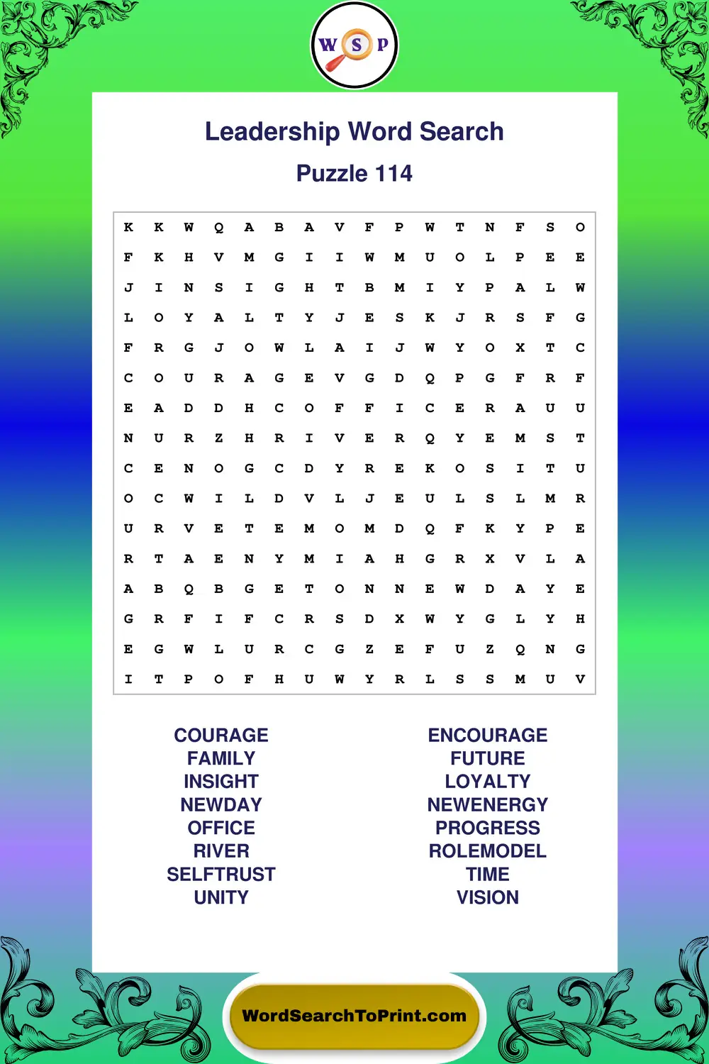 Leadership Word Search Puzzle 114