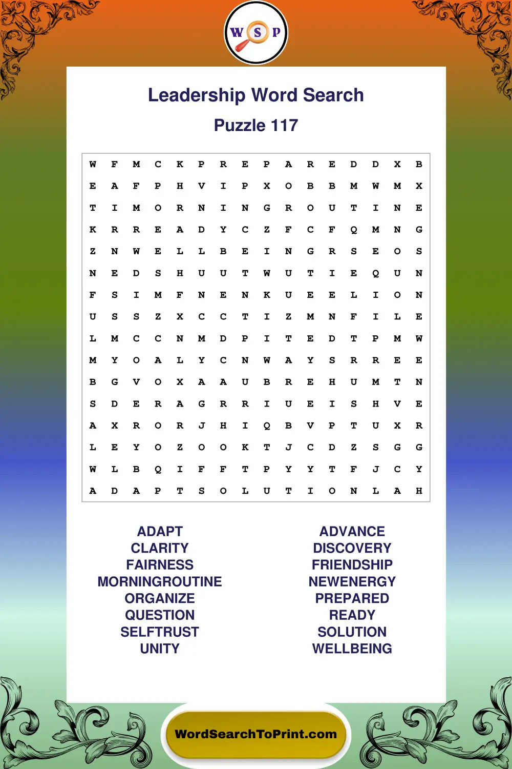 Leadership Word Search Puzzle 117