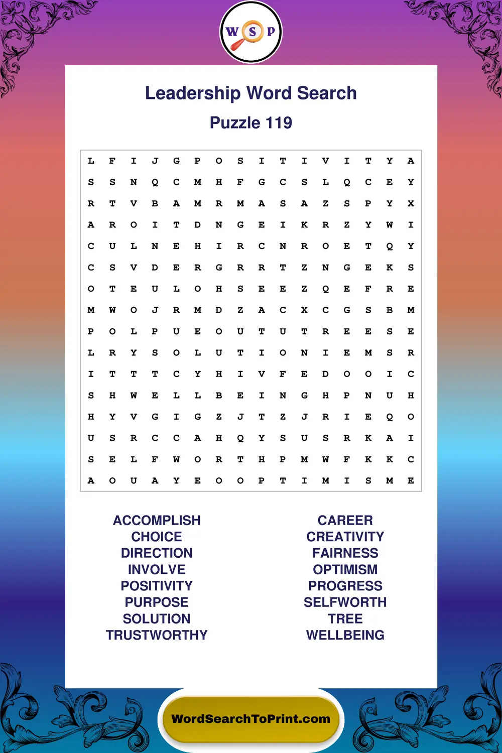 Leadership Word Search Puzzle 119