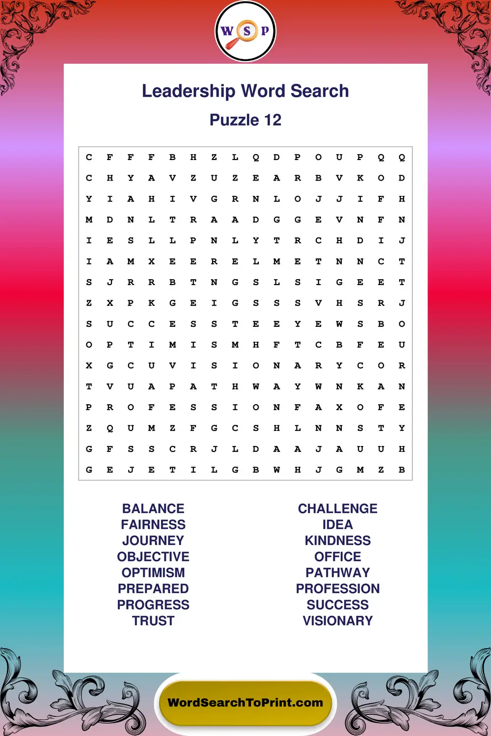 Leadership Word Search Puzzle 12