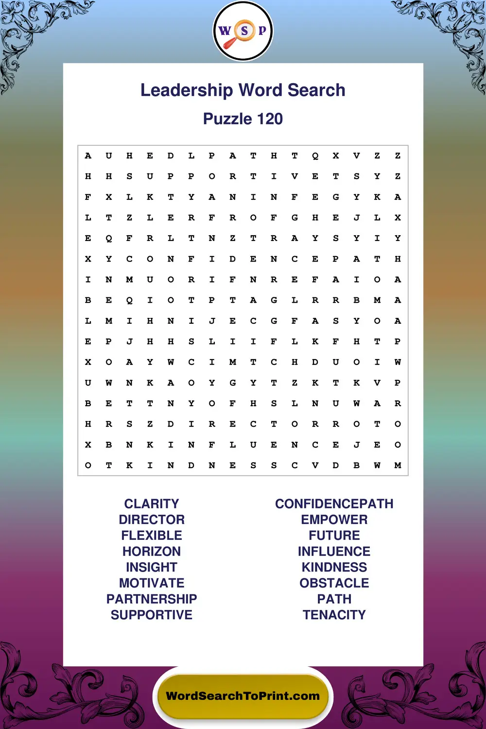 Leadership Word Search Puzzle 120
