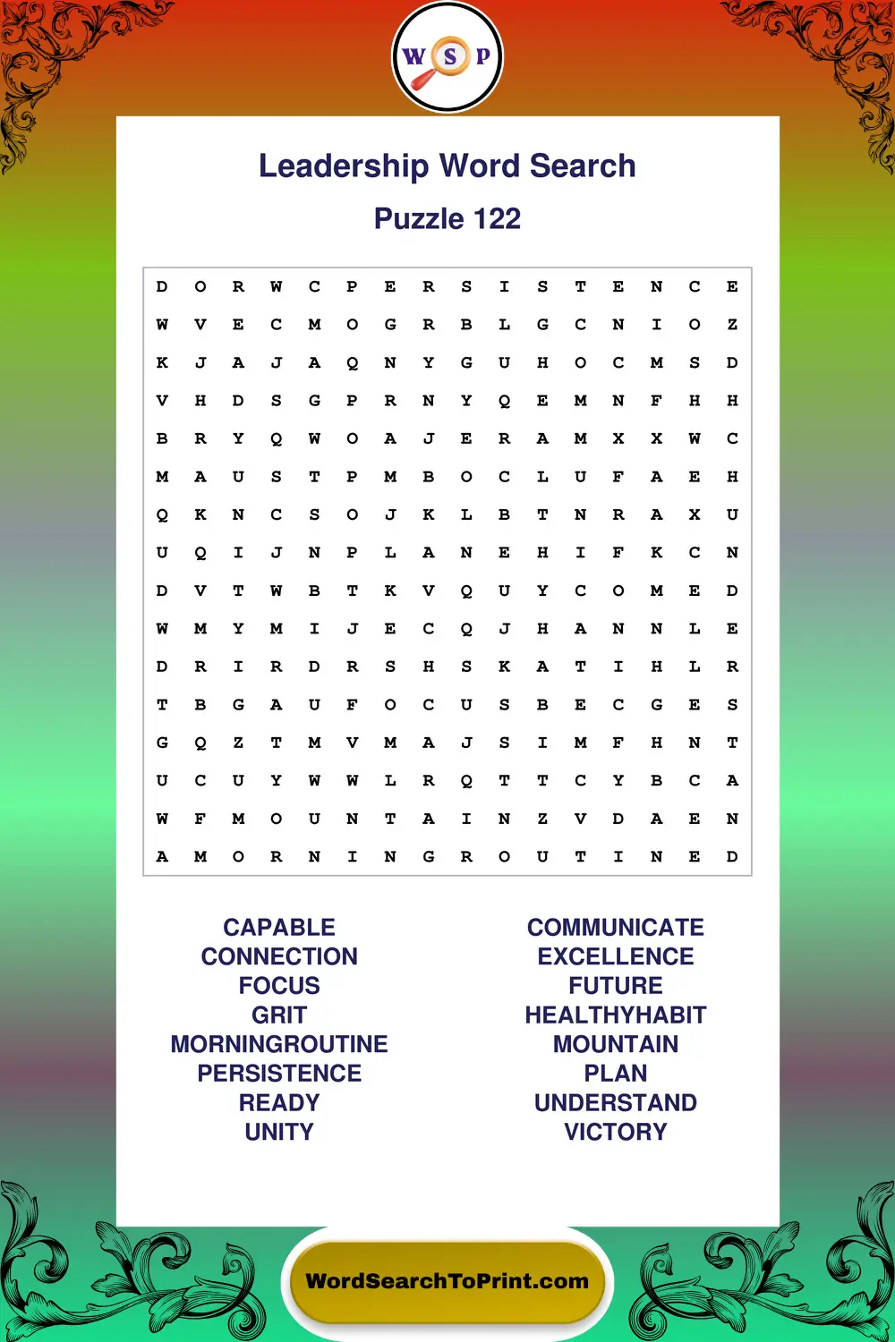 Leadership Word Search Puzzle 122