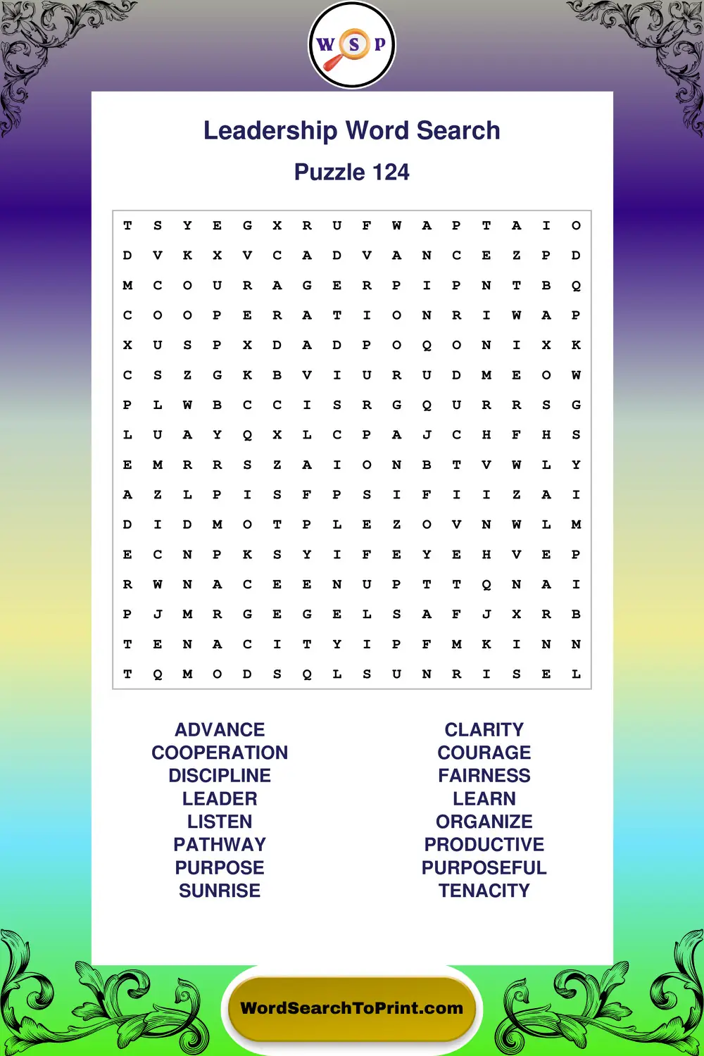 Leadership Word Search Puzzle 124