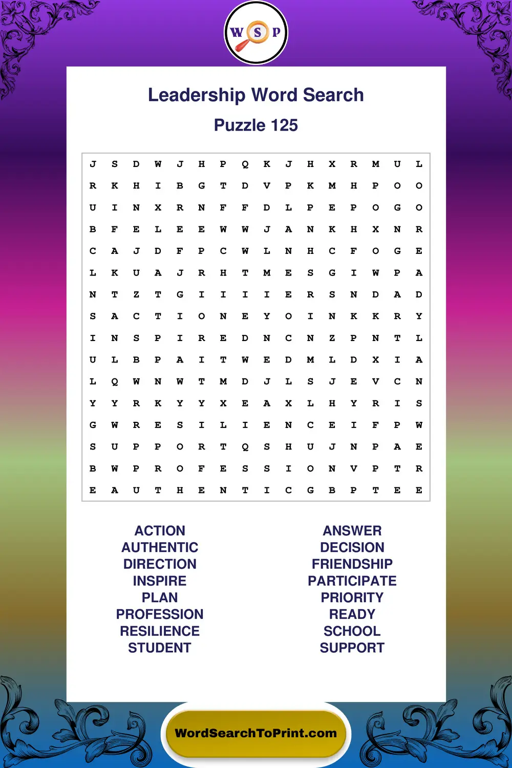 Leadership Word Search Puzzle 125
