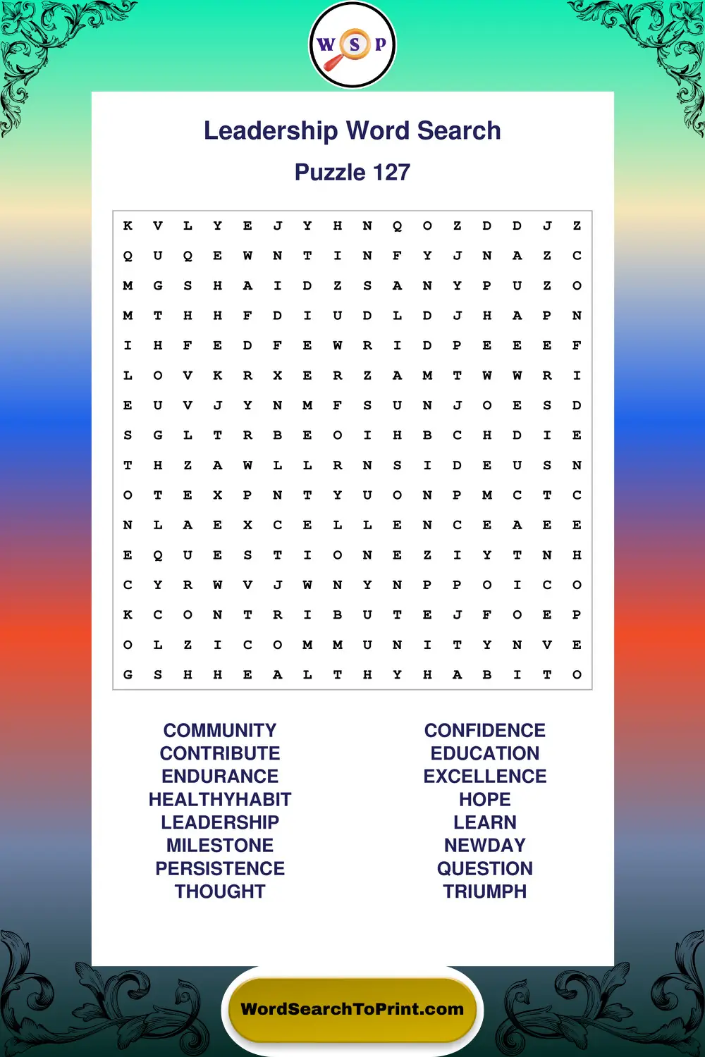 Leadership Word Search Puzzle 127