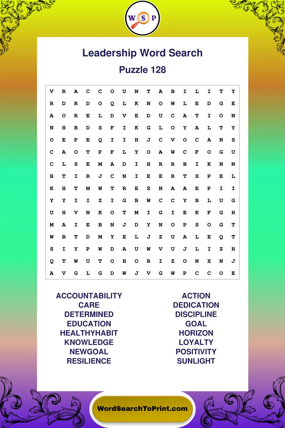 Leadership Word Search Puzzle 128