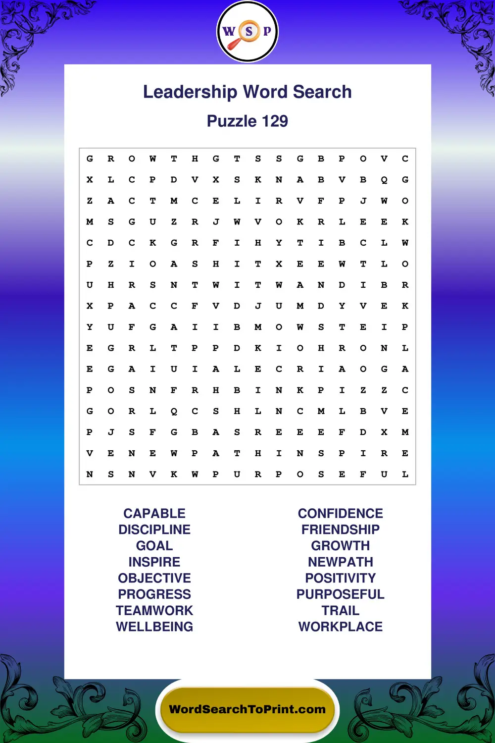 Leadership Word Search Puzzle 129