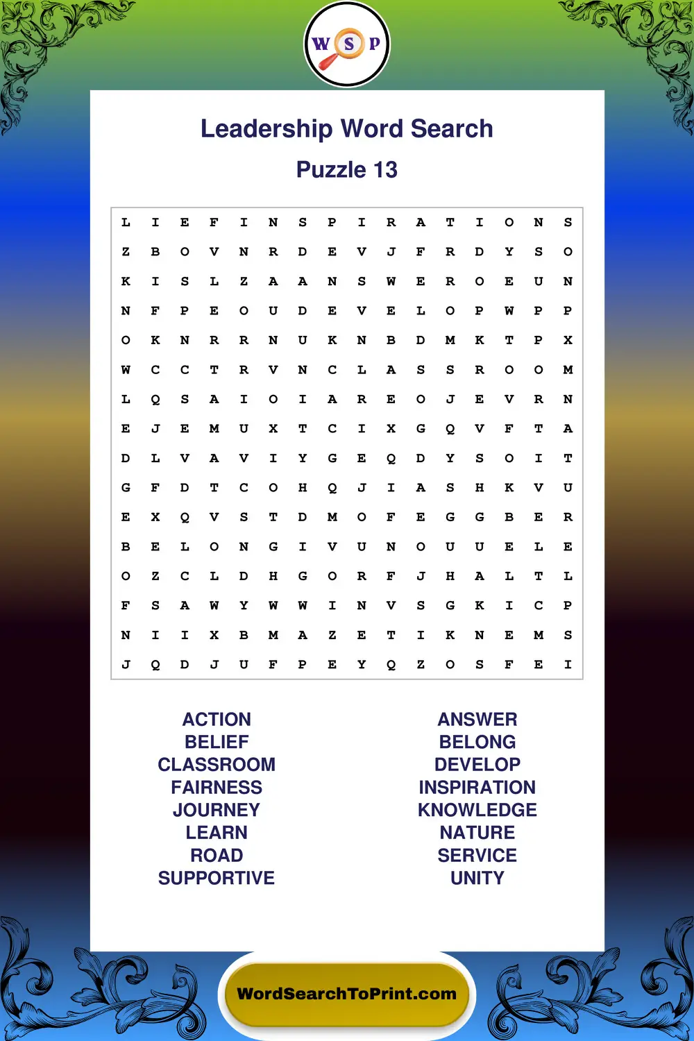 Leadership Word Search Puzzle 13