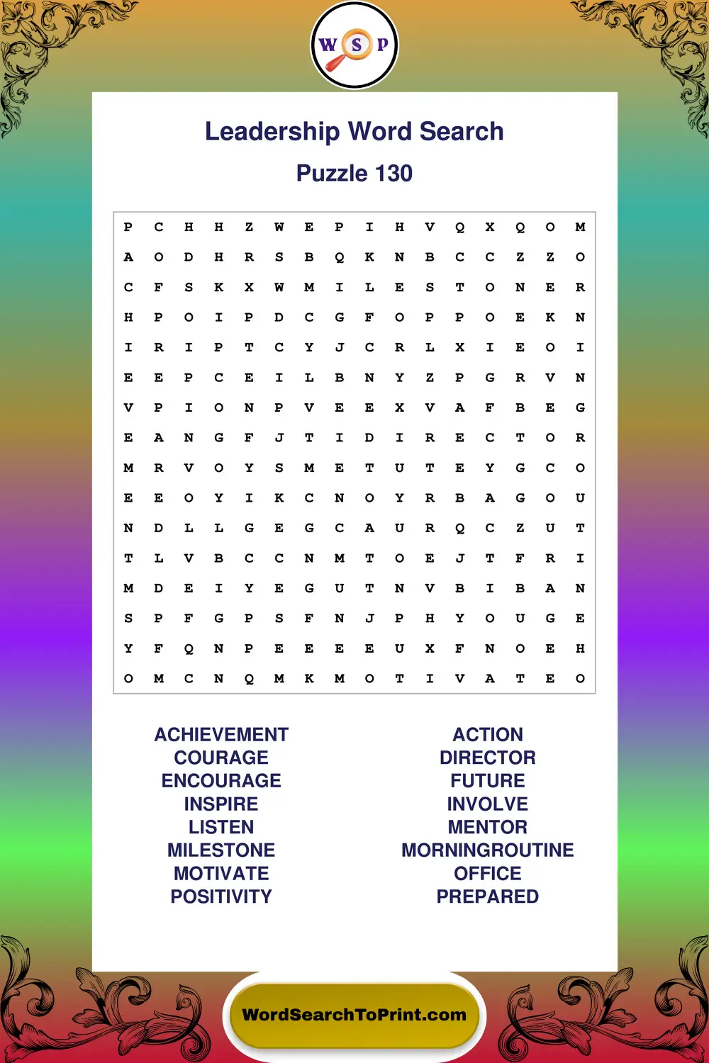 Leadership Word Search Puzzle 130