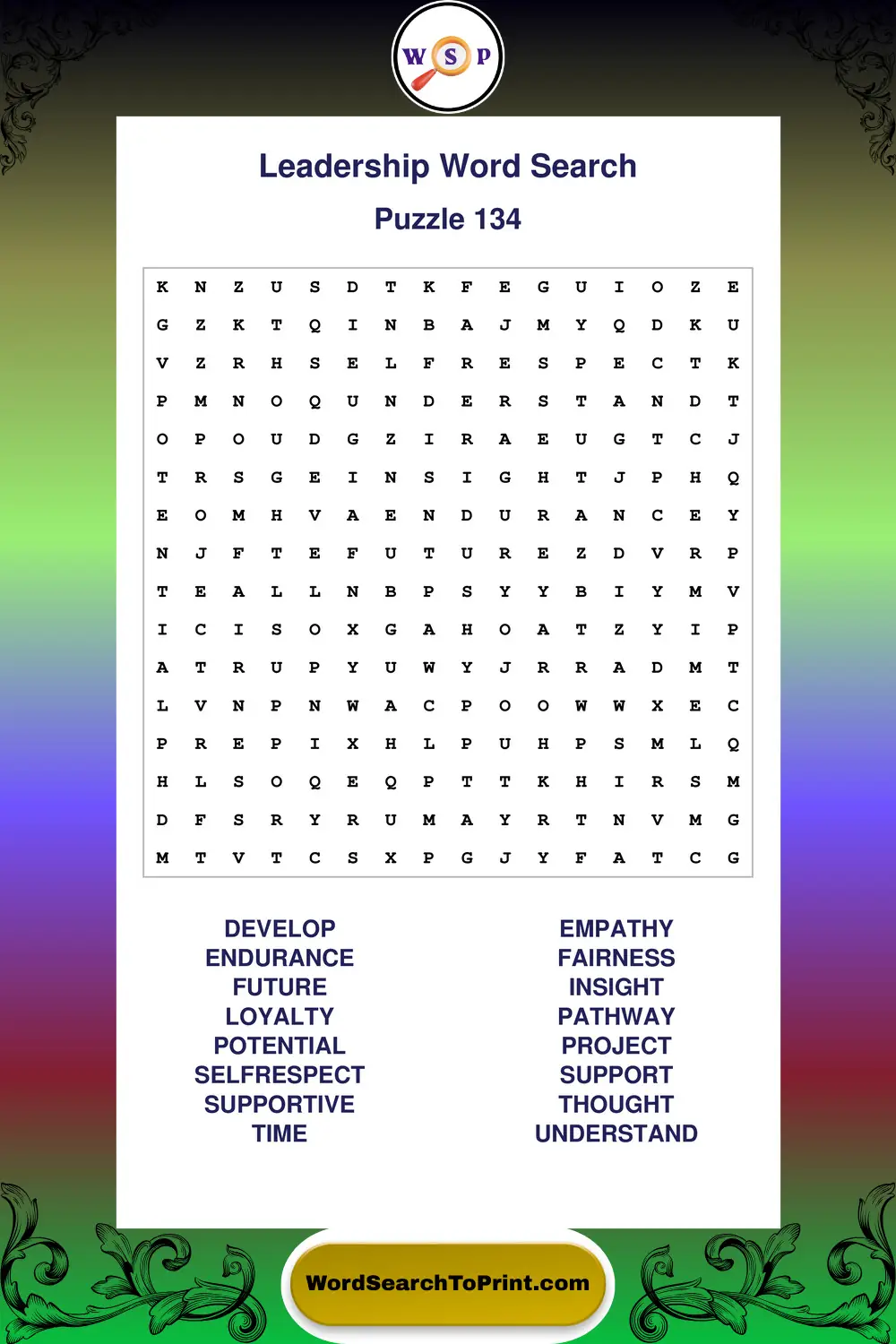 Leadership Word Search Puzzle 134