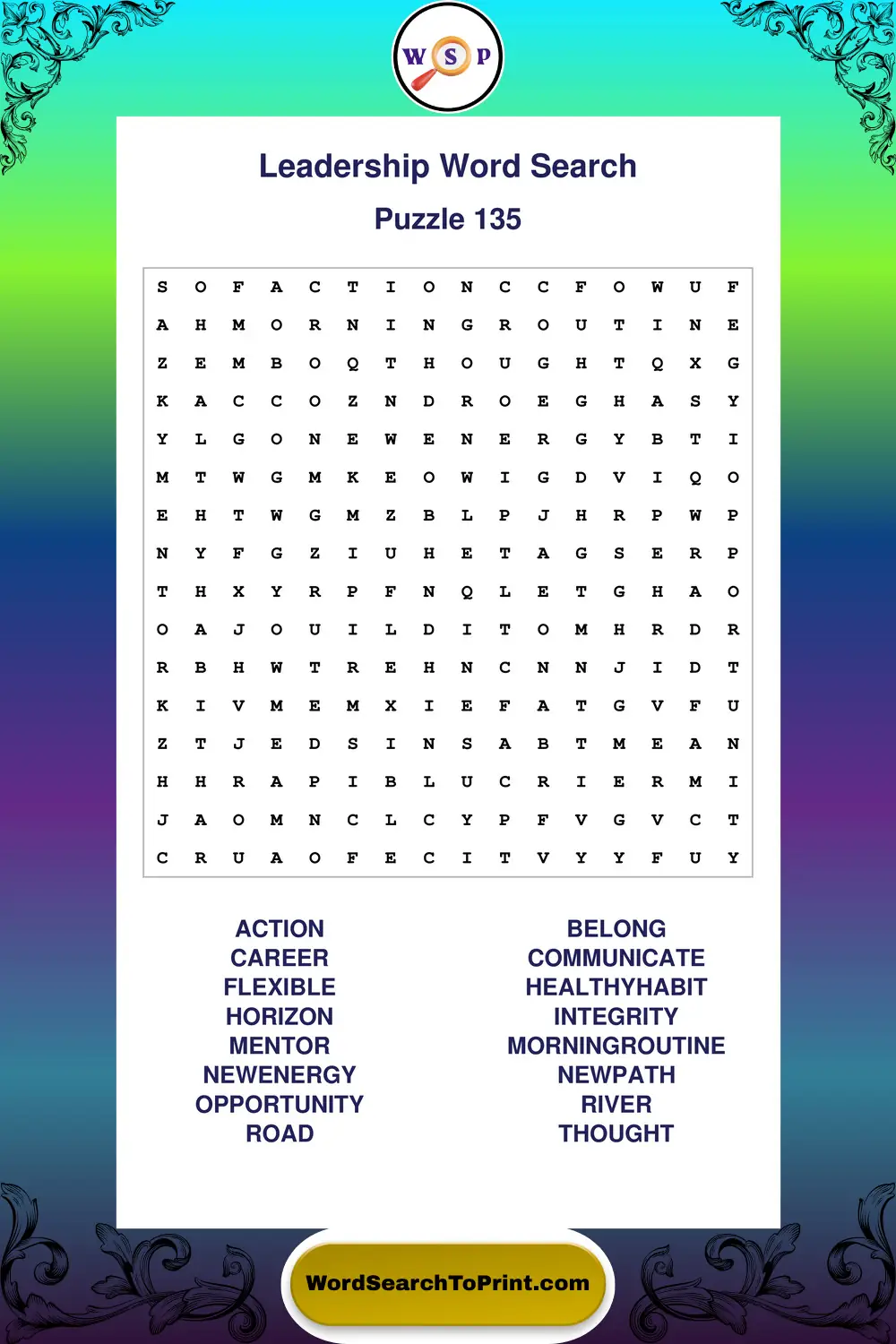 Leadership Word Search Puzzle 135