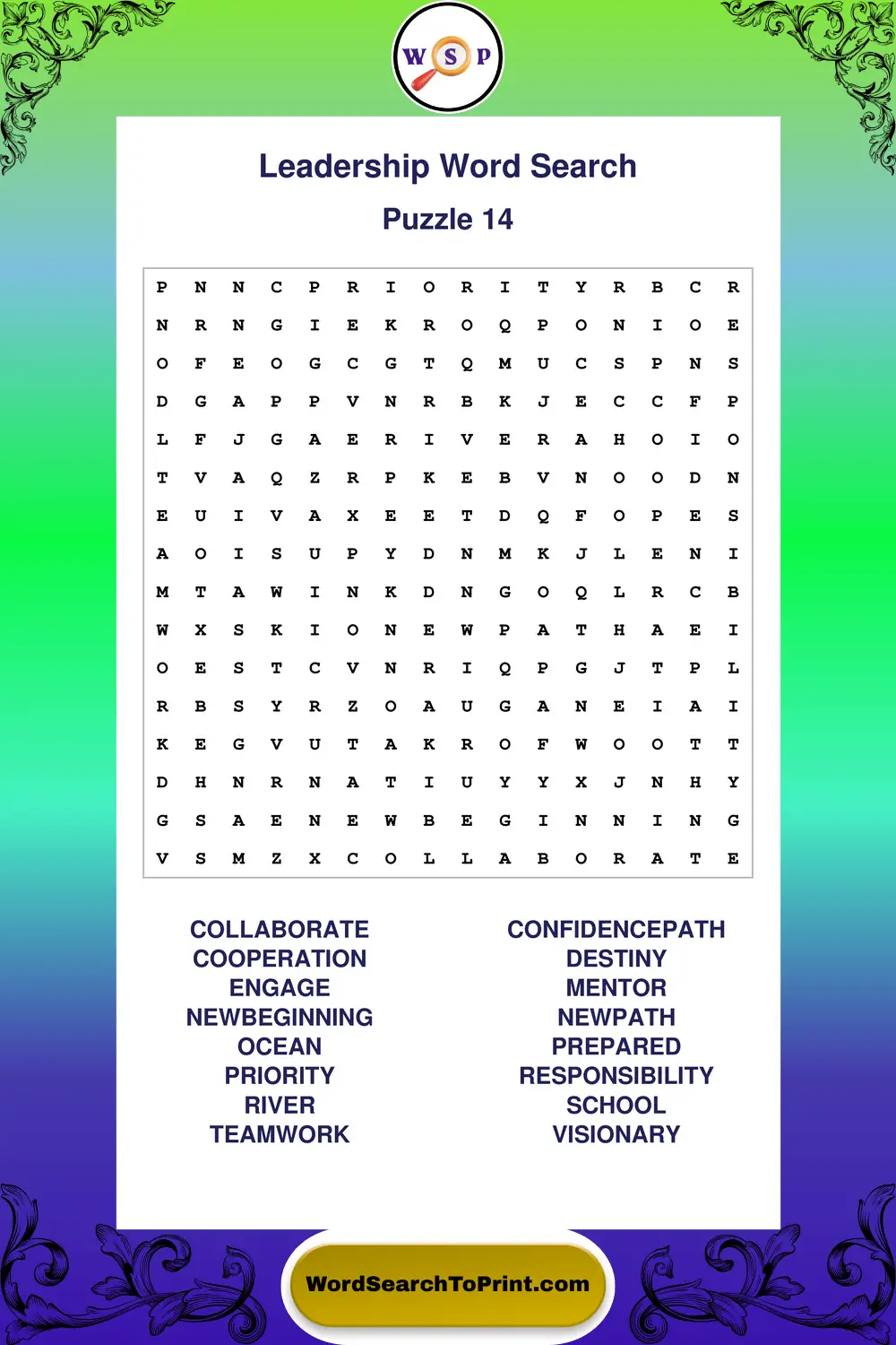 Leadership Word Search Puzzle 14